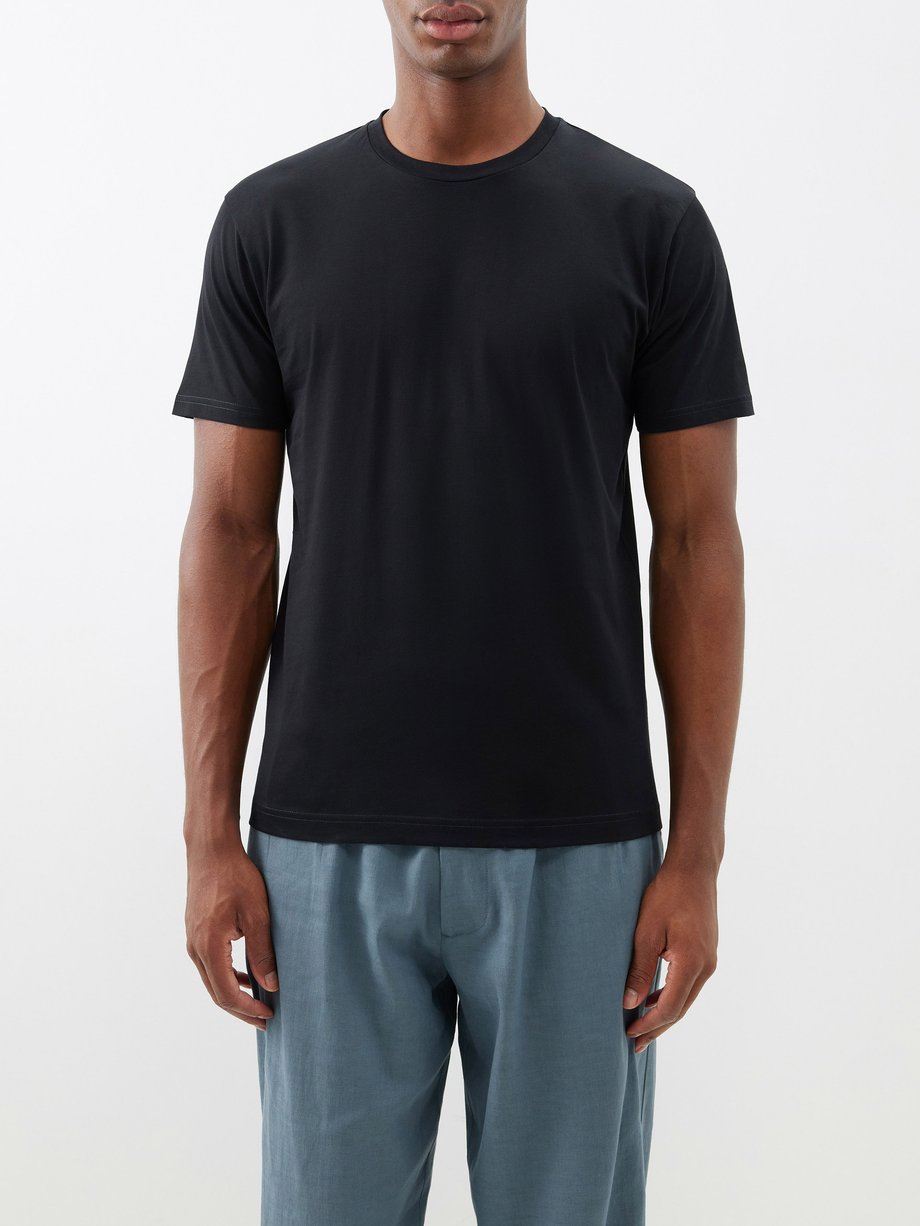 Black Riviera cotton-jersey T-shirt | Sunspel | MATCHESFASHION UK