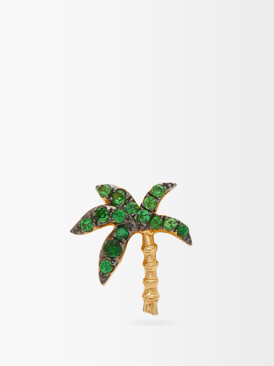 Yvonne Léon Palm tree tsavorite & 18kt gold single earring