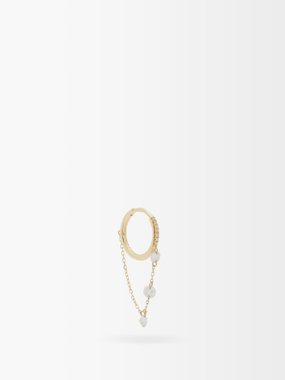 Persée Persee Chain diamond & 18kt gold single hoop earring