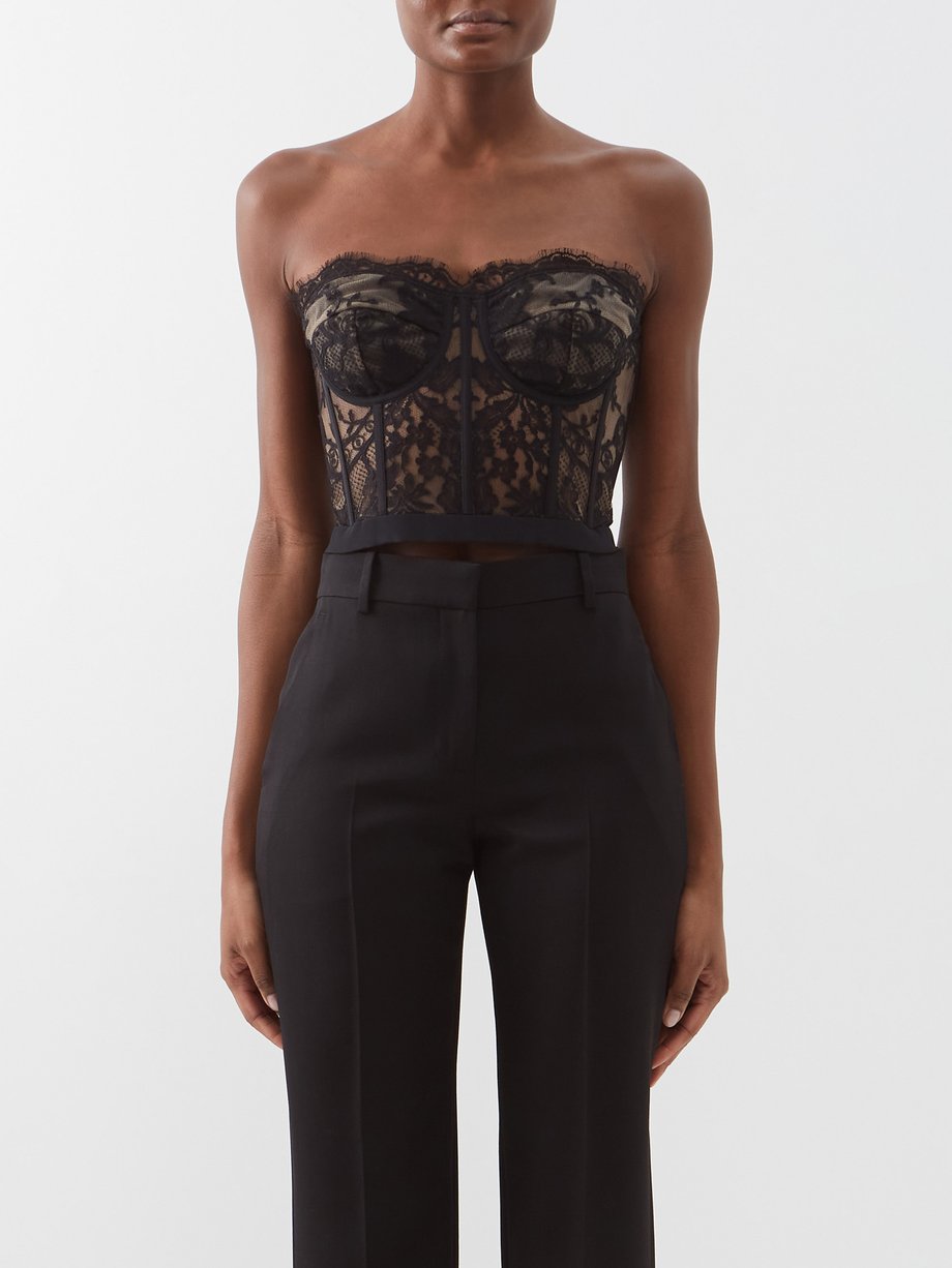 Black Lace bustier top | McQueen | MATCHESFASHION US