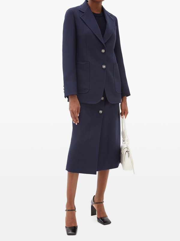 Prada Buttoned wool-twill suit skirt