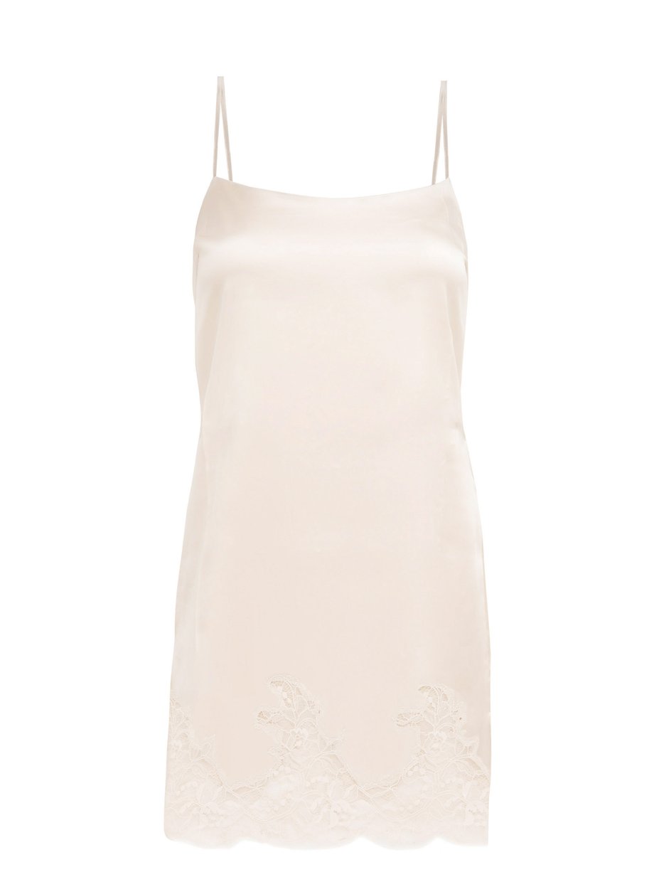 Pink Signature lace-trimmed silk-blend slip dress | Fleur of England ...