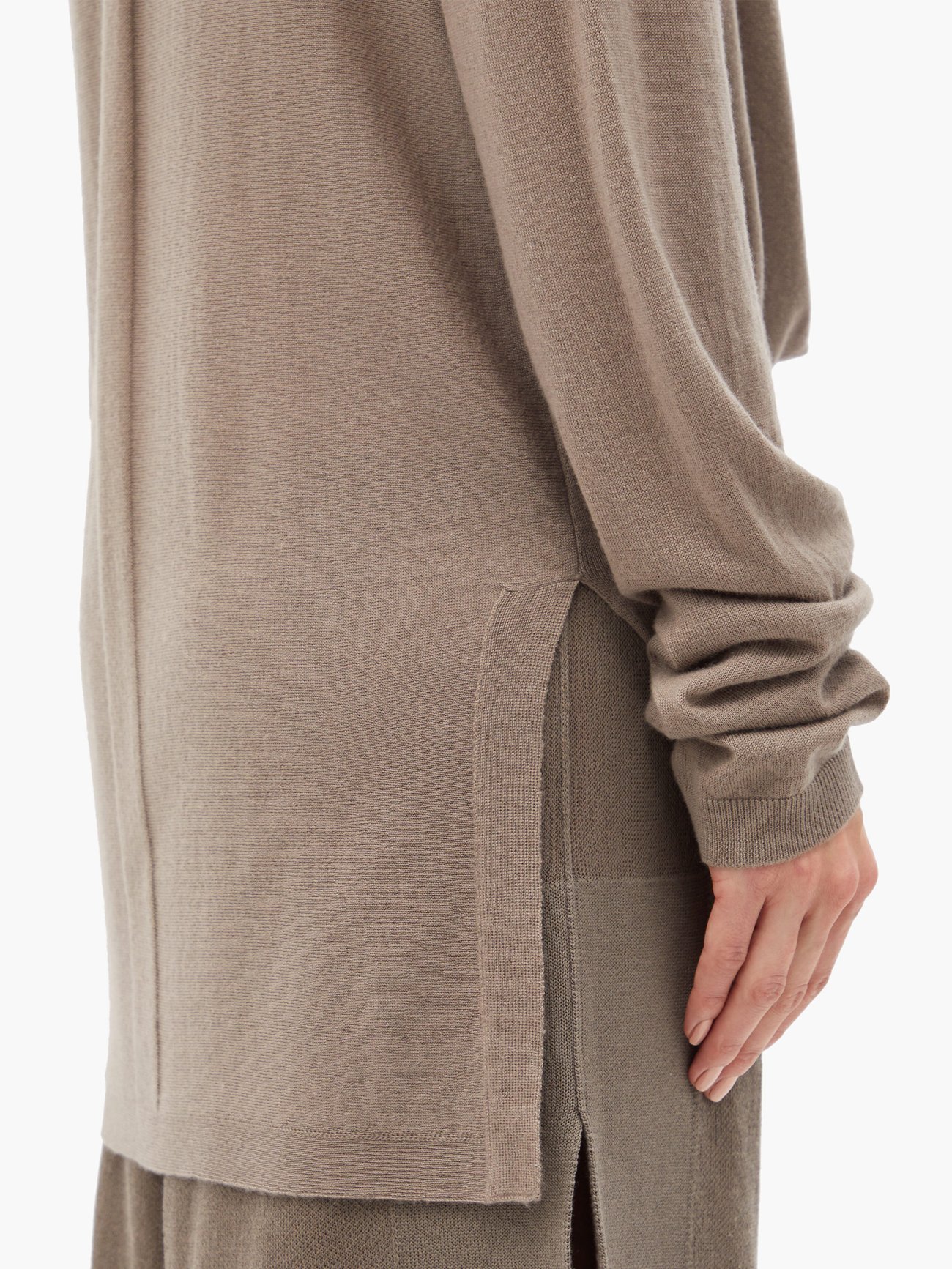 Brown Drape-front cashmere top | Moncler + Rick Owens