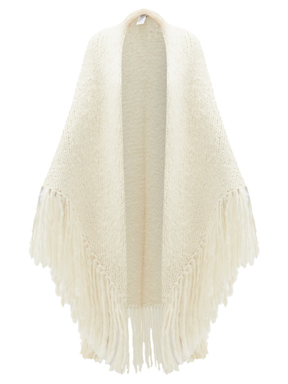 White Lauren fringed cashmere wrap | Gabriela Hearst | MATCHES UK