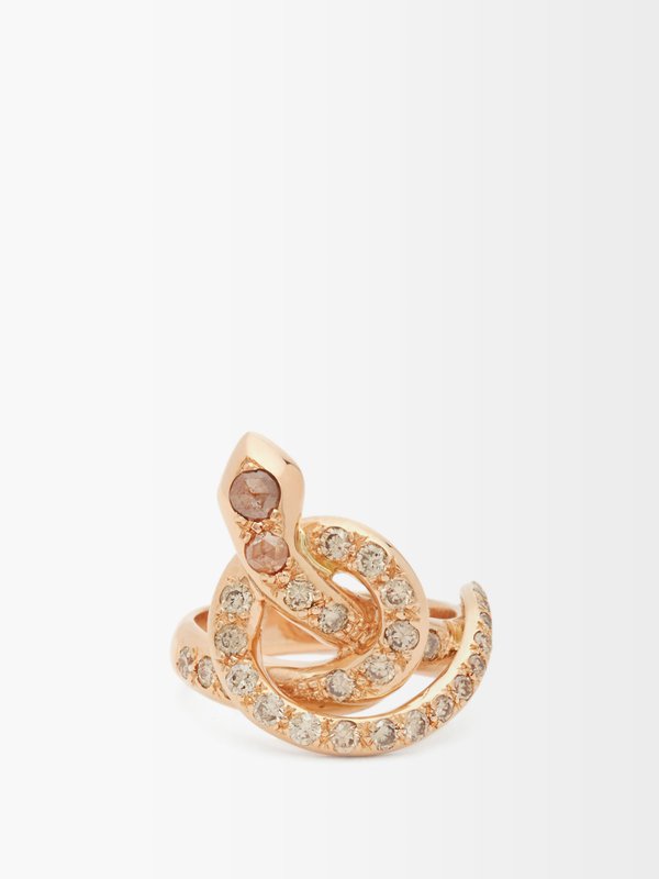 Ileana Makri Berus diamond & 18kt rose-gold snake ring