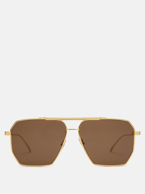 Gold aviator sunglasses Bottega Veneta BV 1194 col.002 gold, Occhiali