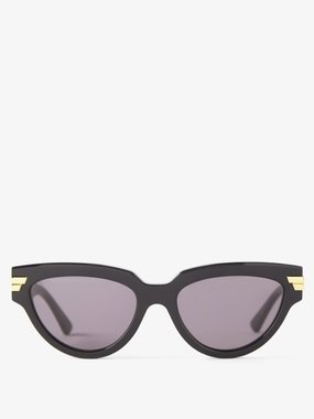 Bottega Veneta Black Wrap Rectangular Sunglasses