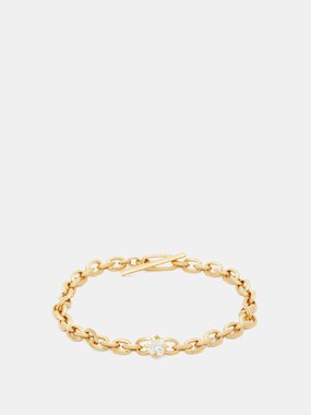 Lizzie Mandler Bracelet chaîne en or et diamants Knife Edge