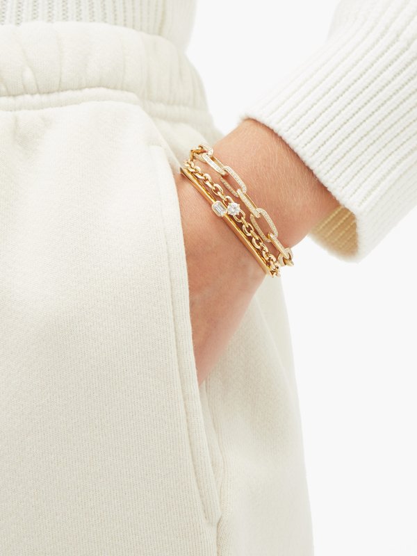 Lizzie Mandler Knife Edge diamond & 18kt gold chain bracelet