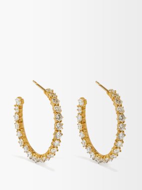 Jade Trau Catherine diamond & 18kt gold hoop earrings