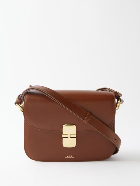 Tan Grace small smooth-leather shoulder bag | A.P.C. | MATCHES UK