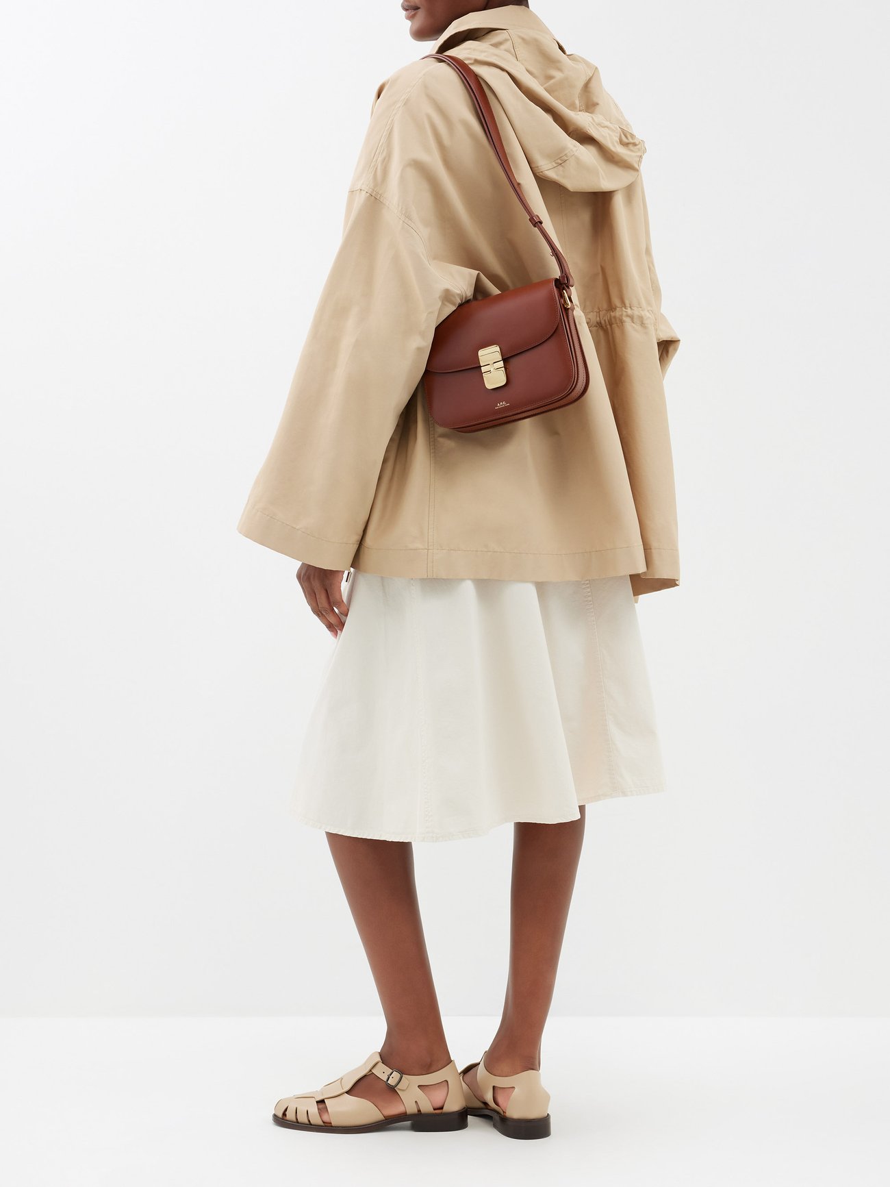 Tan Grace small smooth-leather shoulder bag