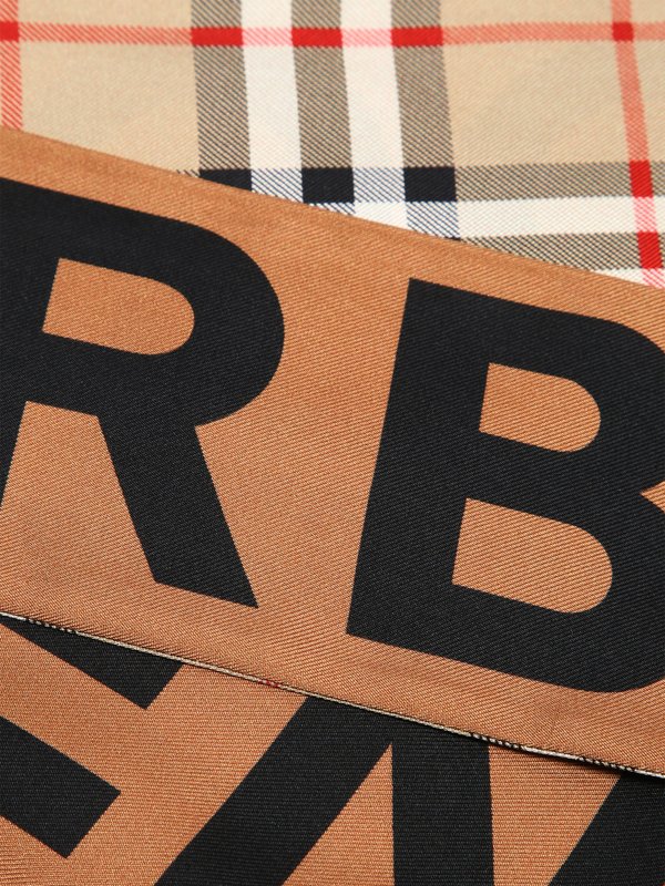 Print Tapered-tip check silk-twill scarf, Burberry