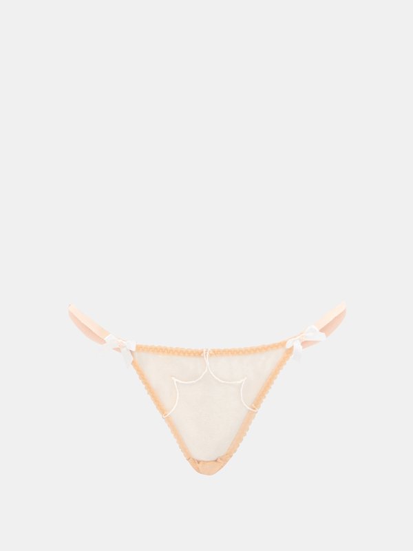 Agent Provocateur Lorna scallop-embroidered mesh G-string