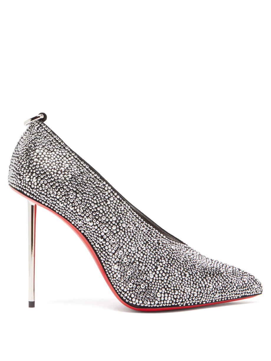Christian Louboutin - et Pic et 100 High-Cut Crystal and Leather Pumps - Womens - Crystal