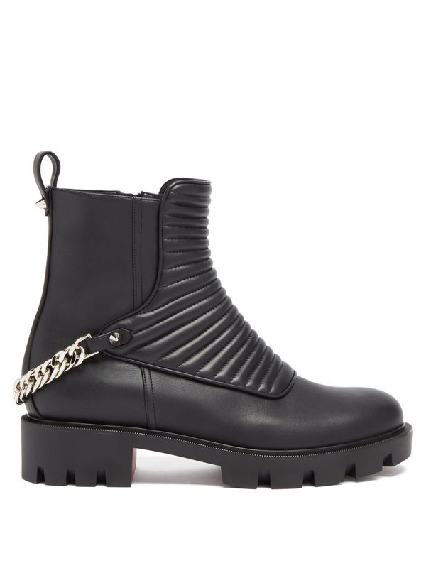 Christian Louboutin Maddic Max chain-link ribbed-leather ankle boots