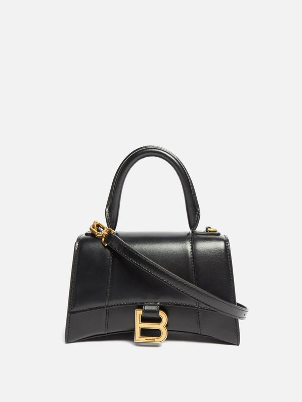 Black Hourglass XS leather bag | Balenciaga | MATCHES UK