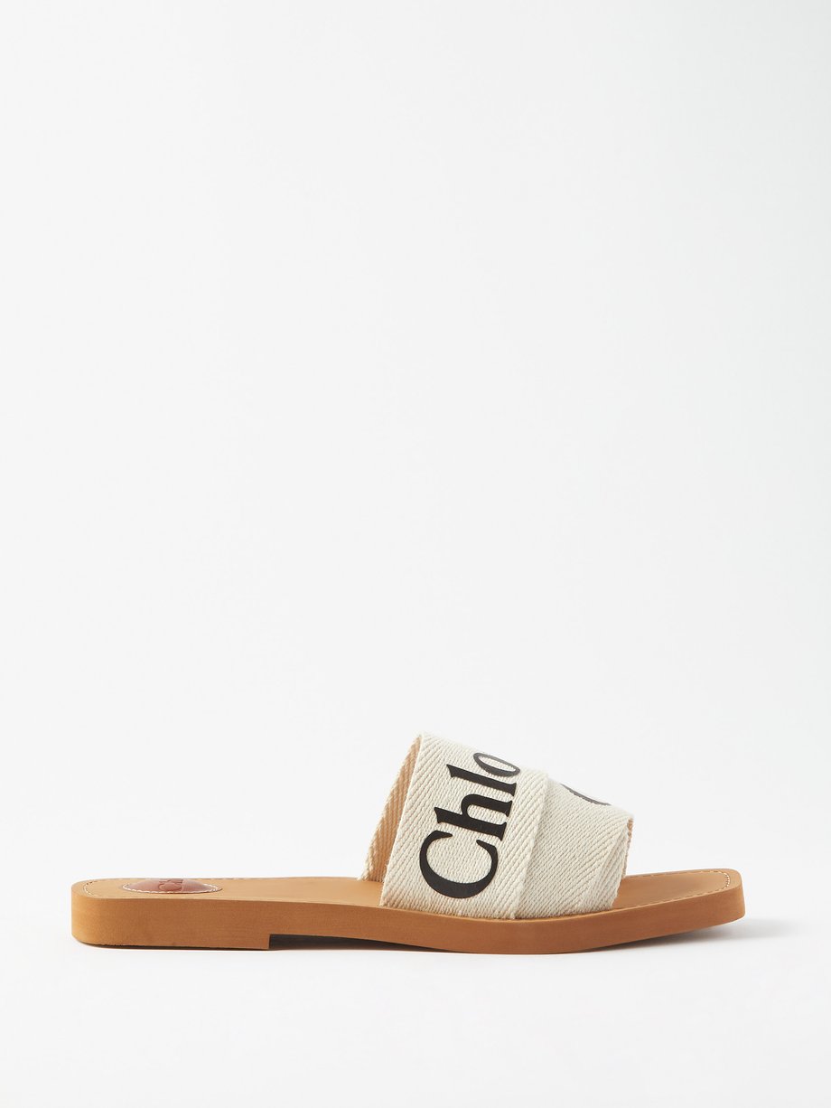 White Woody canvas and leather sandals | Chloé | MATCHESFASHION UK