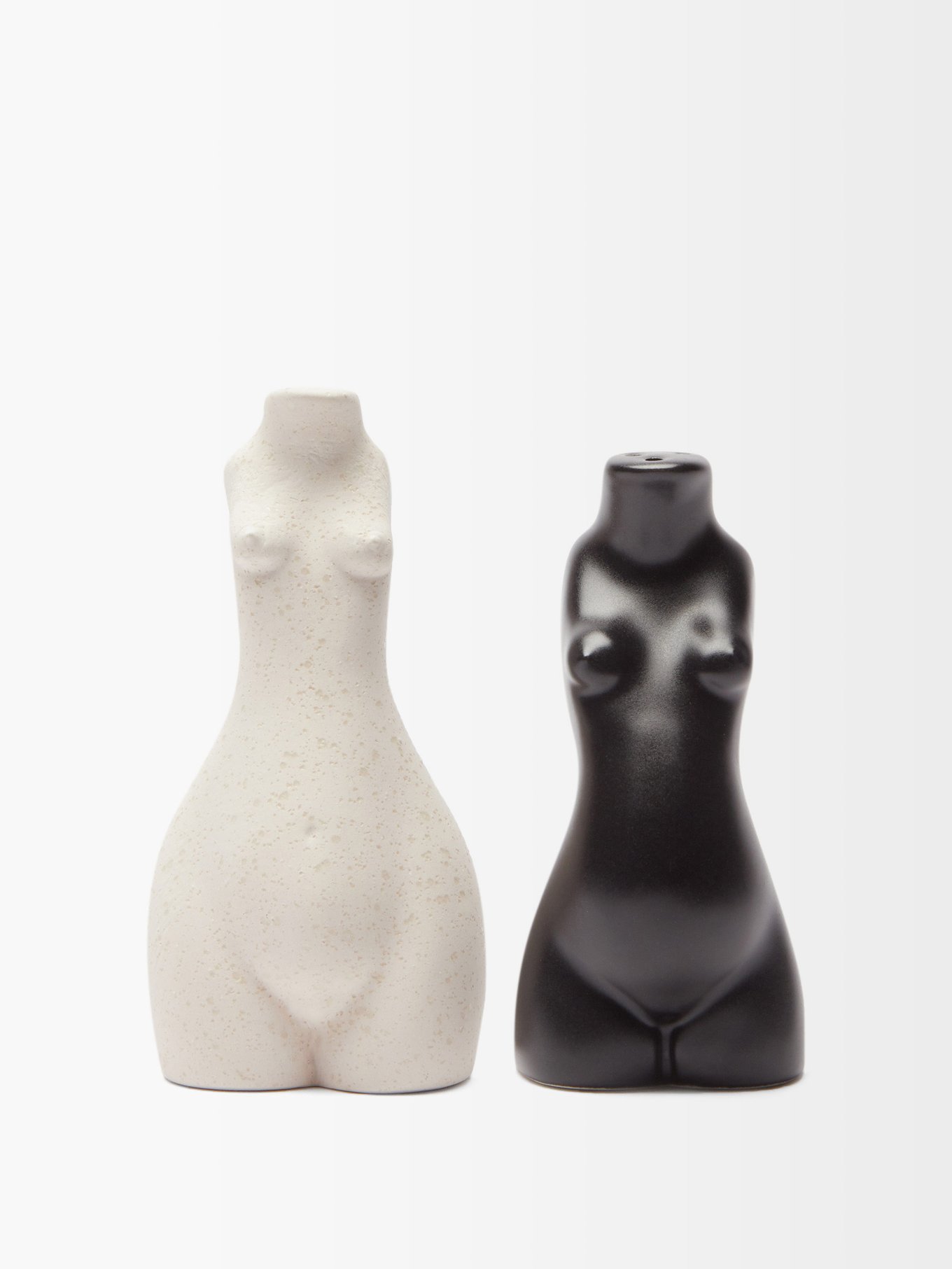 White Tit for Tat ceramic salt and pepper shakers Anissa