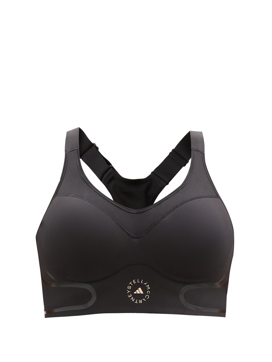 Black TruePace high-impact moulded-cup sports bra, adidas By Stella  McCartney
