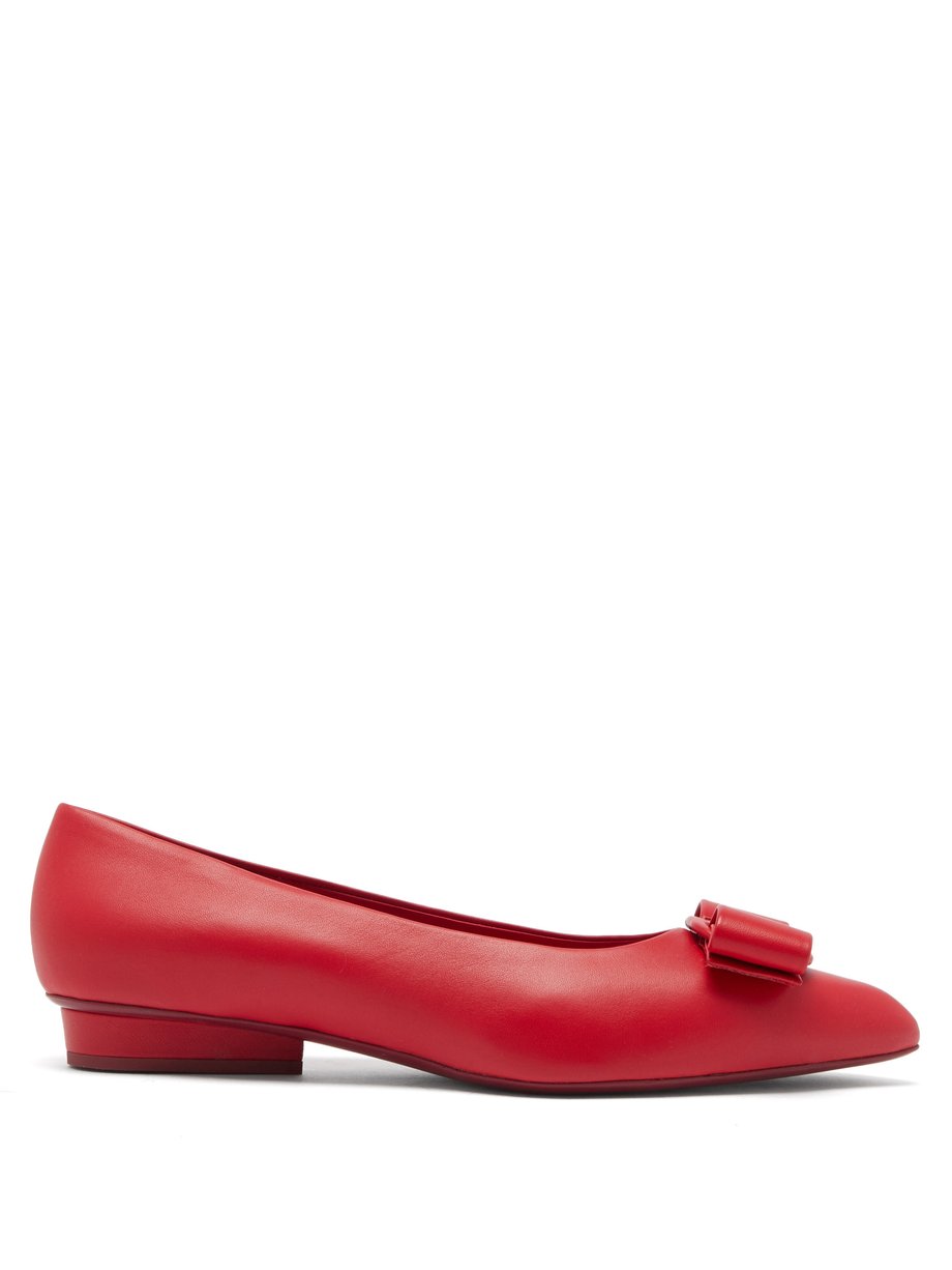 Red Viva leather point-toe flats | Salvatore Ferragamo | MATCHESFASHION US