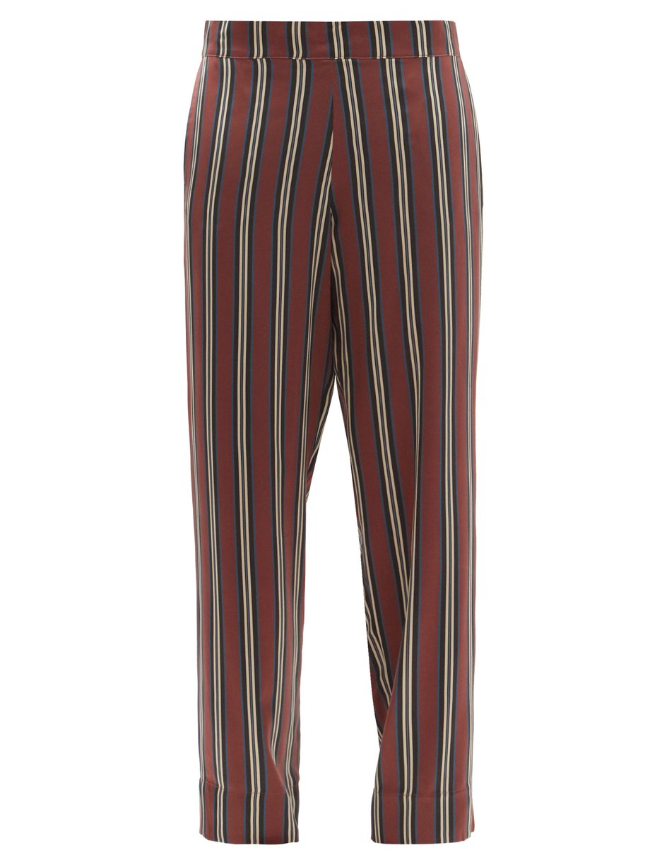 Print London striped sandwashed-silk pyjama trousers | Asceno ...