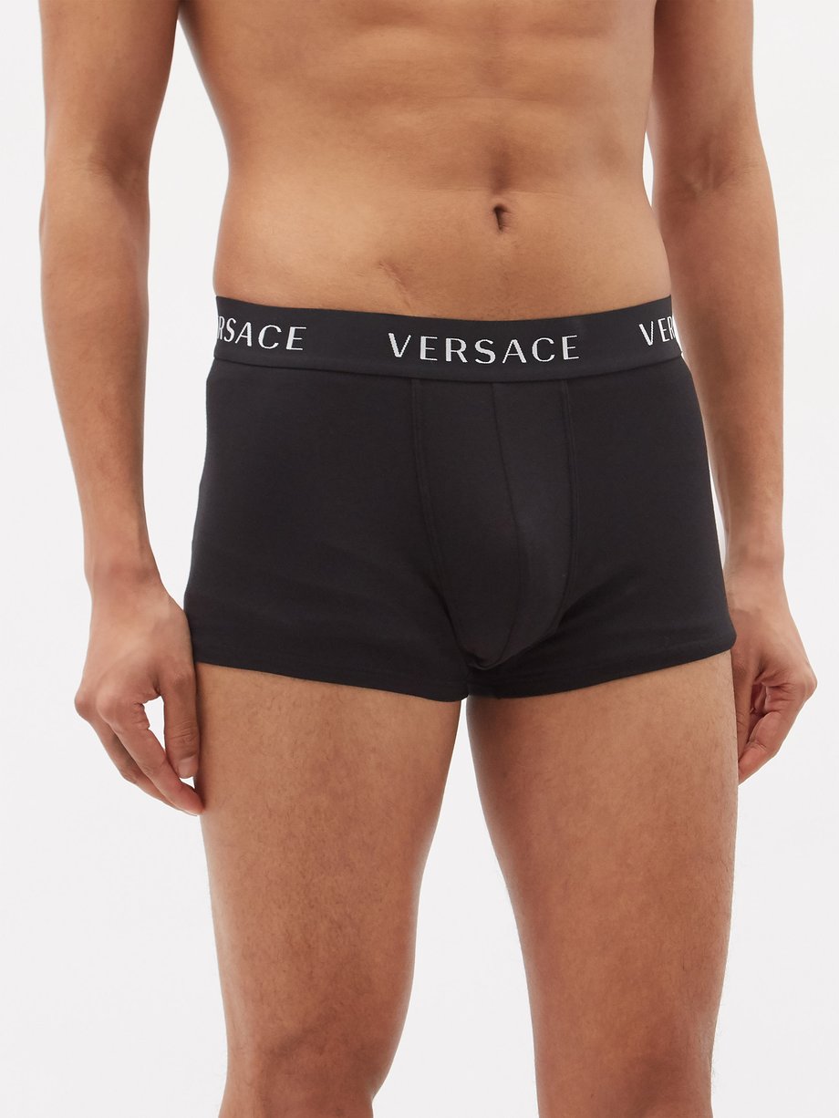 Black Pack of two cotton-blend boxer briefs, Versace