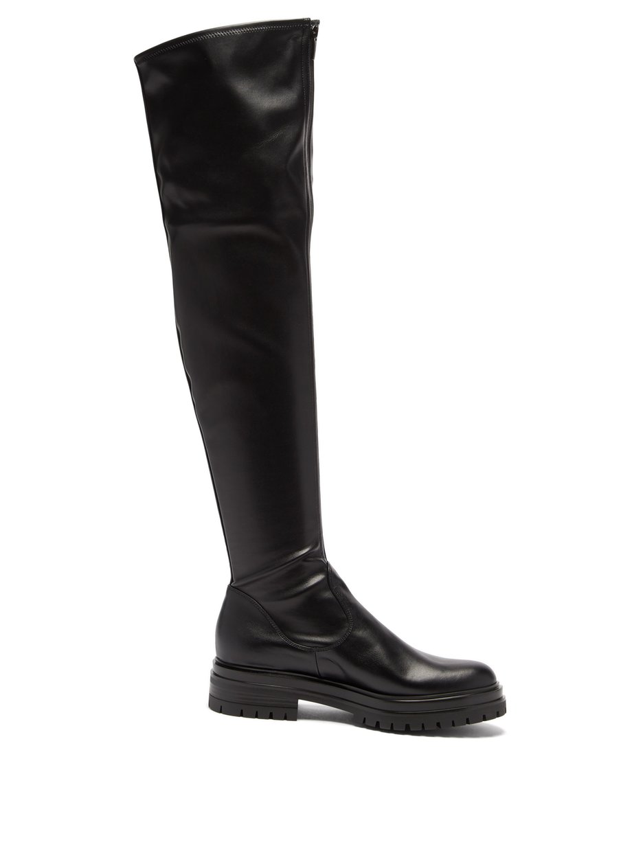 Black Marsden zip-front leather over-the-knee boots | Gianvito Rossi ...