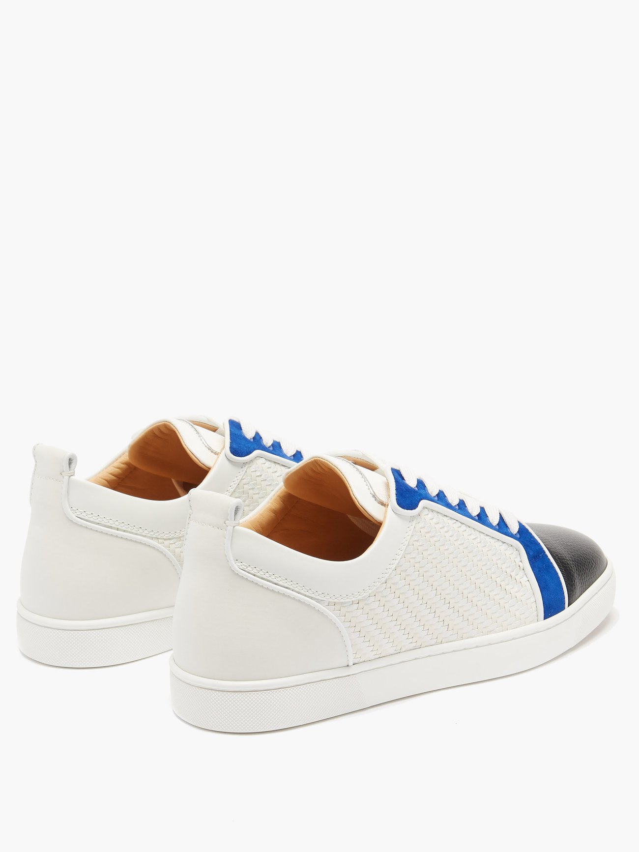 Christian Louboutin - Louis Junior colour-block Woven-leather Trainers - Mens - Blue White