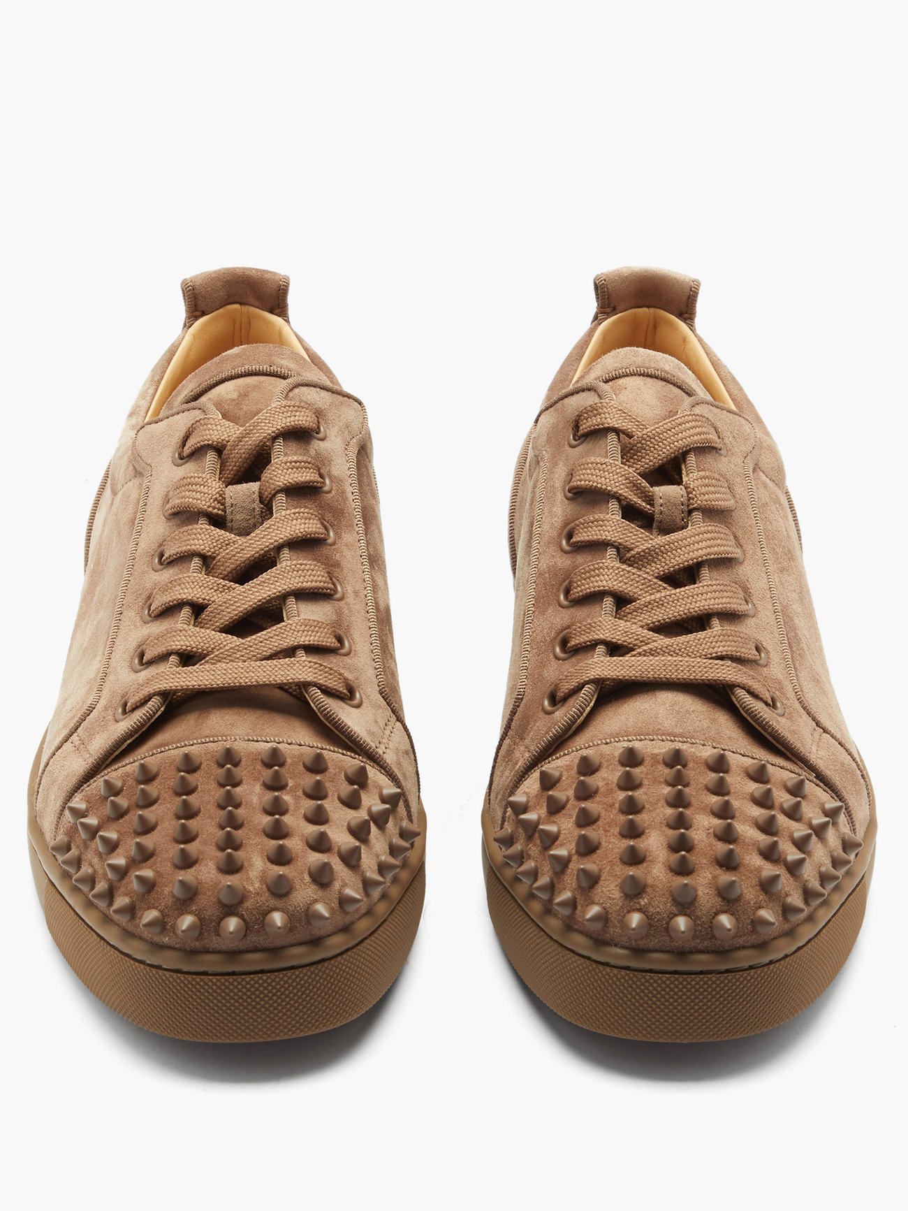 Brown Lou spike-embellished suede high-top trainers