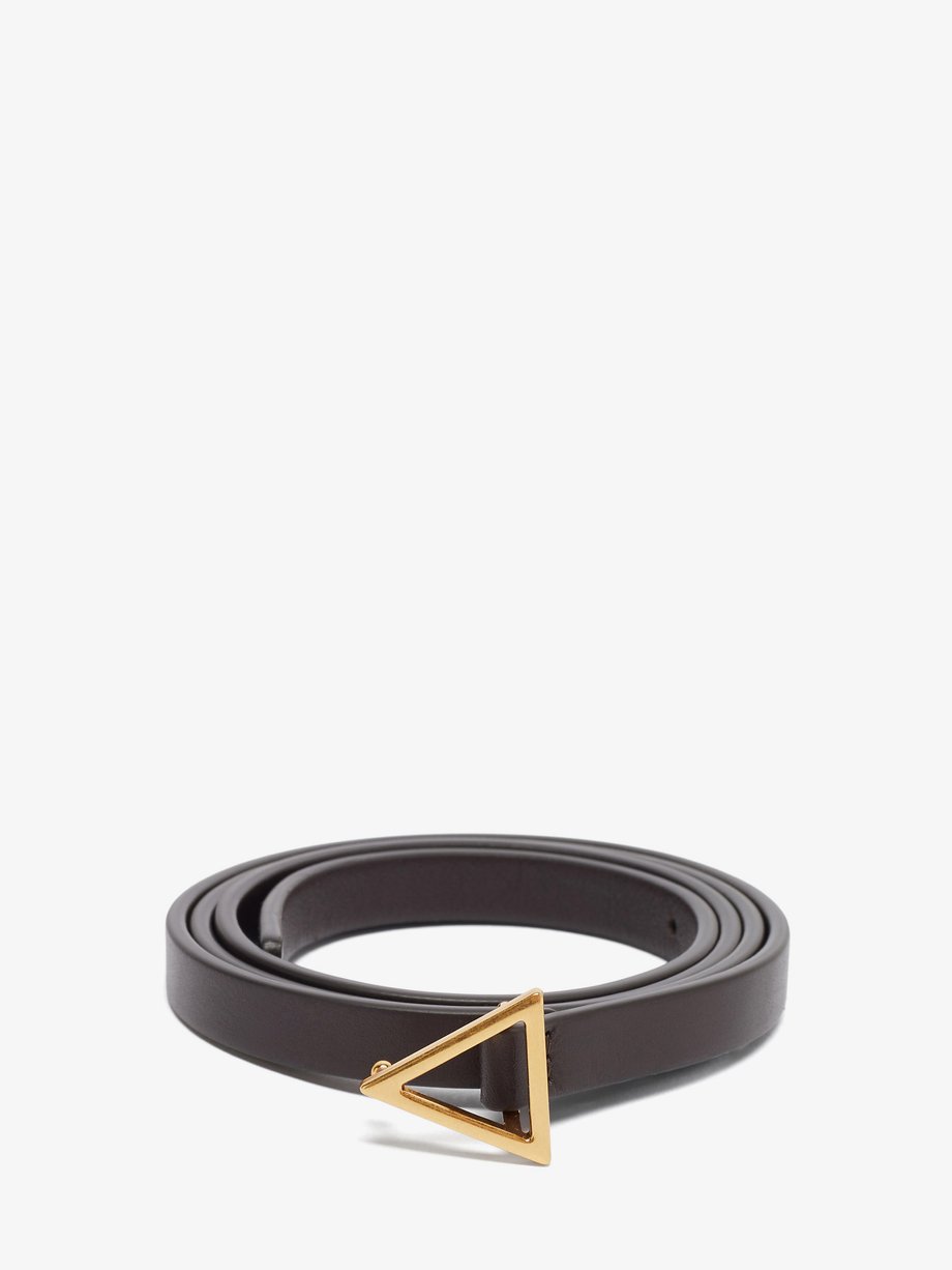 Brown Triangle-buckle leather belt | Bottega Veneta 