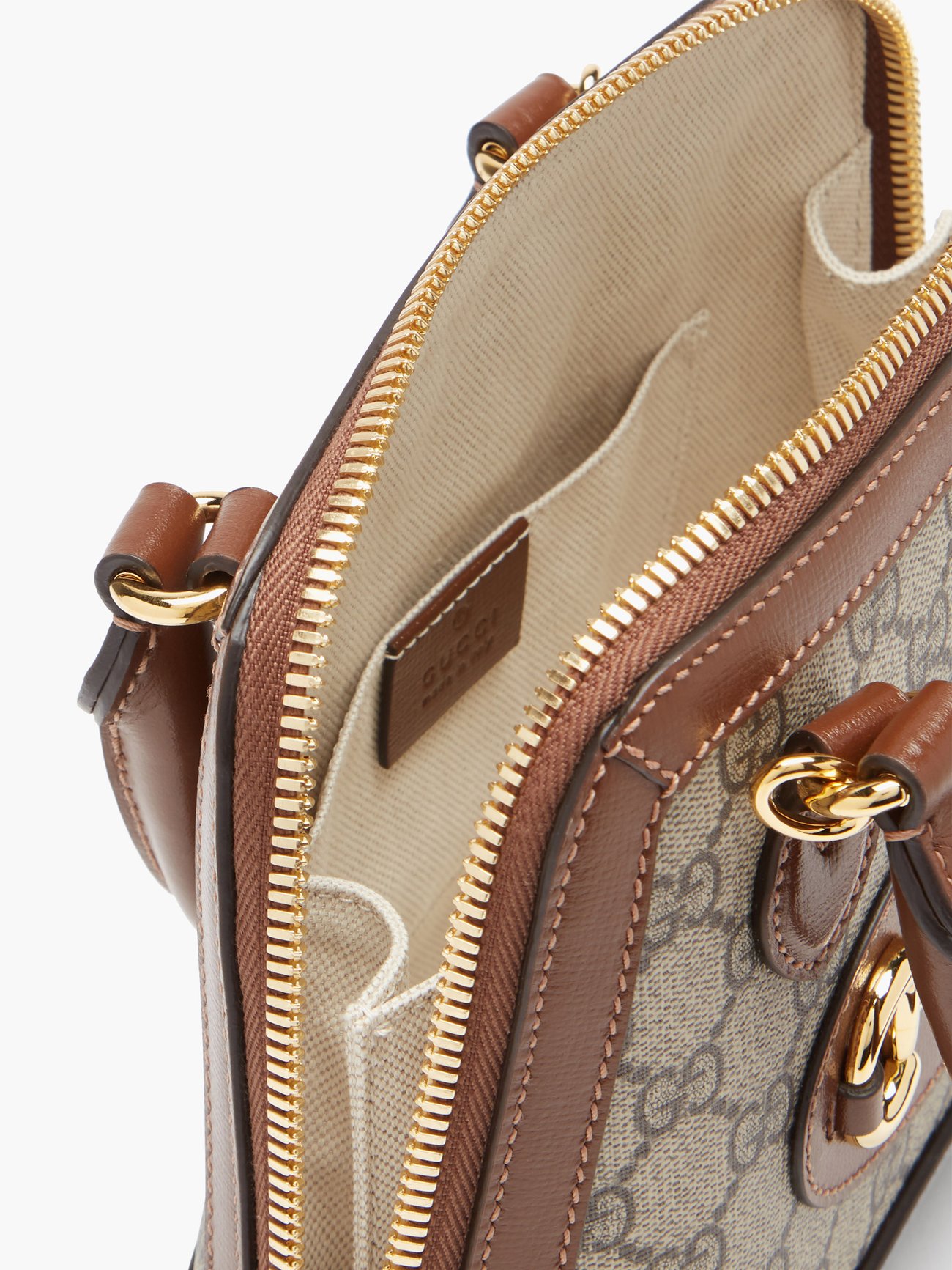 Gucci - 1955 Horsebit Gg Supreme Mini Leather Bag - Womens - Brown Multi