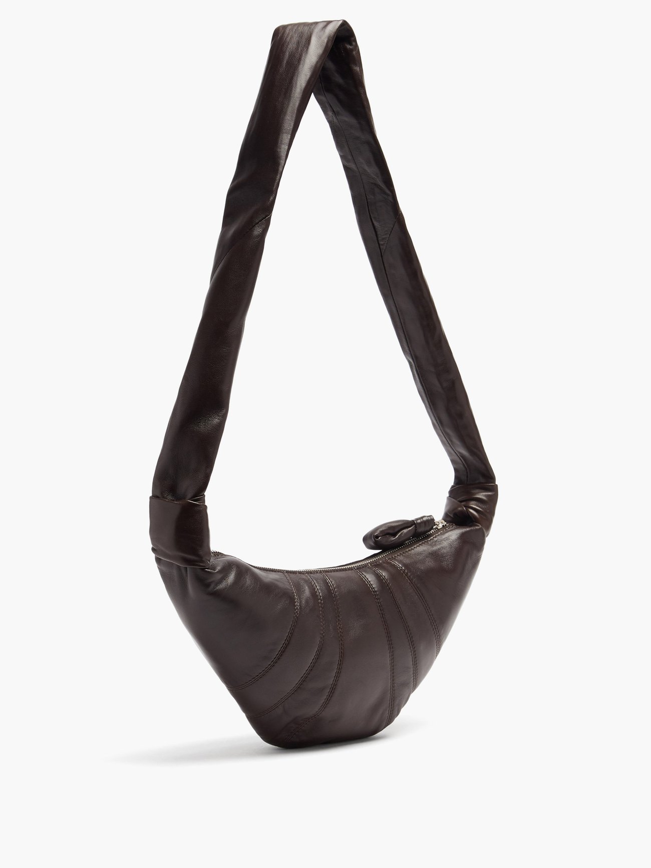 Brown Croissant small leather cross-body bag | Lemaire