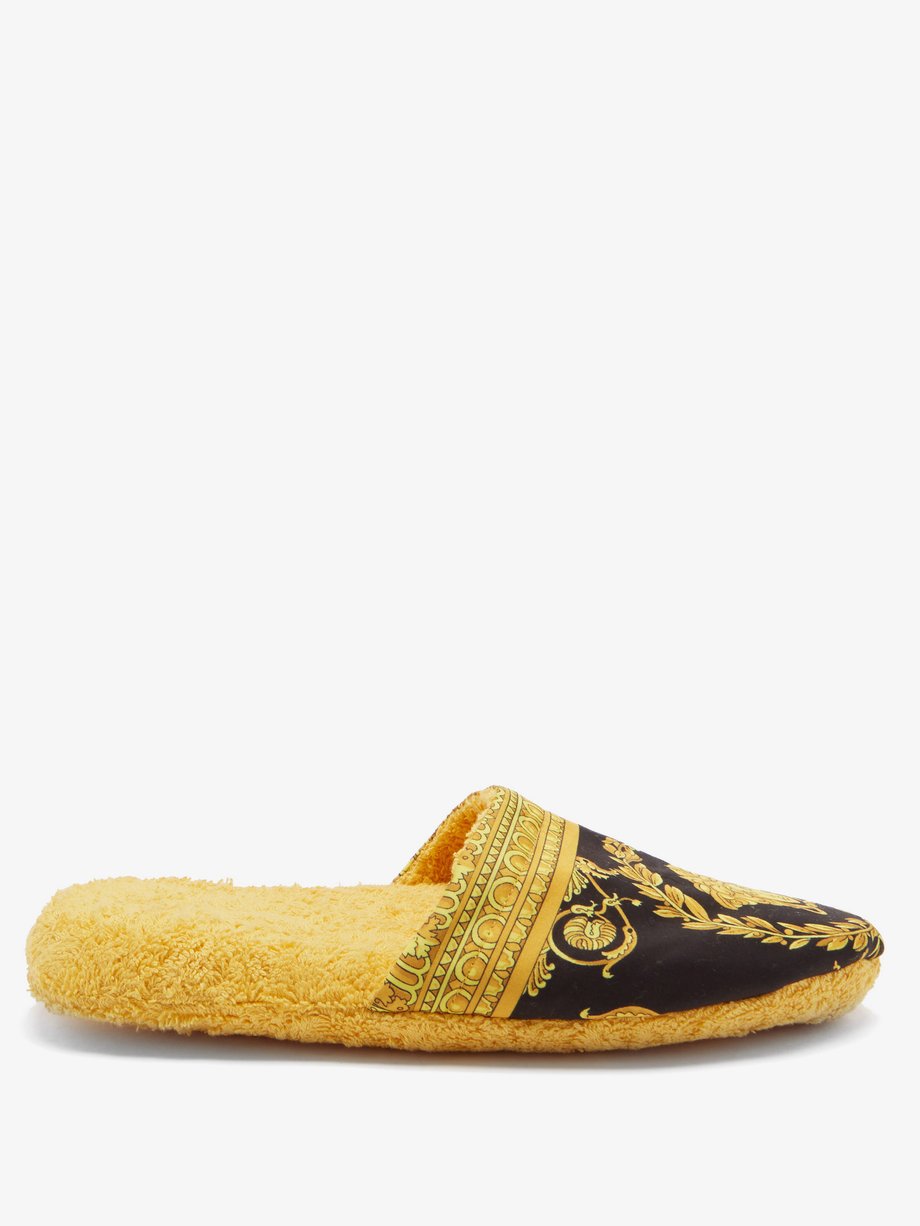 butik efterligne gæld Black Baroque-print cotton-terry slippers | Versace | MATCHESFASHION US