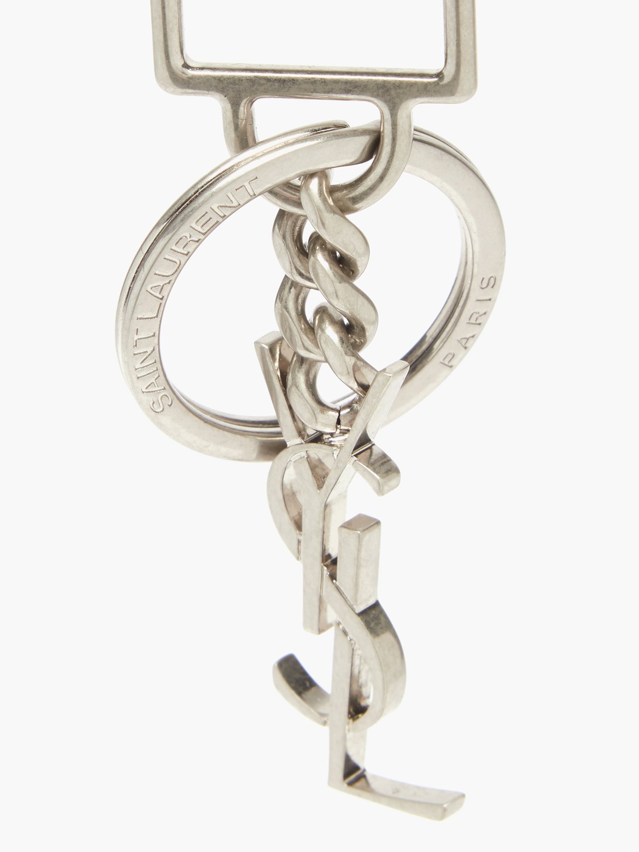 Shop Saint Laurent MONOGRAM KEY RING IN SMOOTH LEATHER