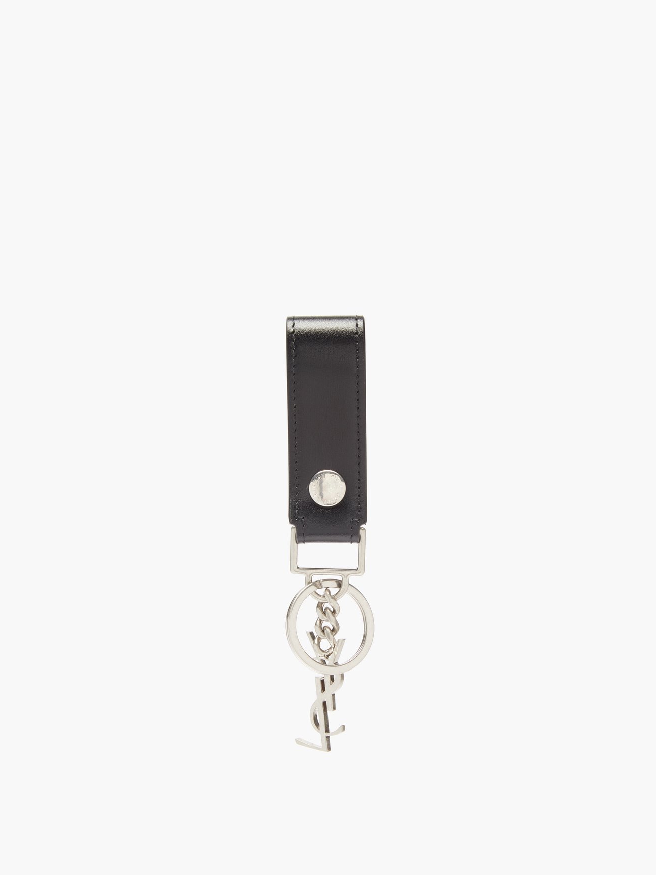 Black YSL-monogram leather keychain, Saint Laurent