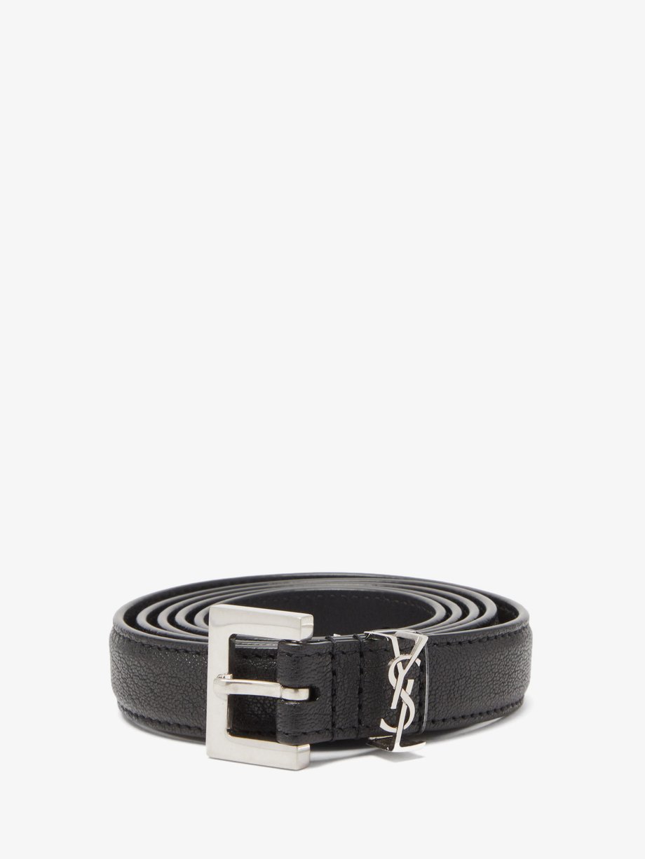 Saint Laurent Monogram Leather Belt - Black