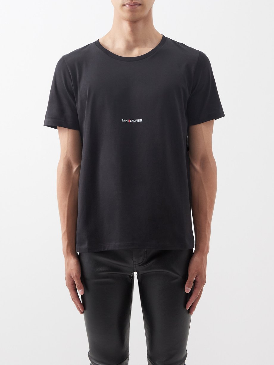 Black Logo-print cotton-jersey T-shirt | Saint Laurent | MATCHES UK