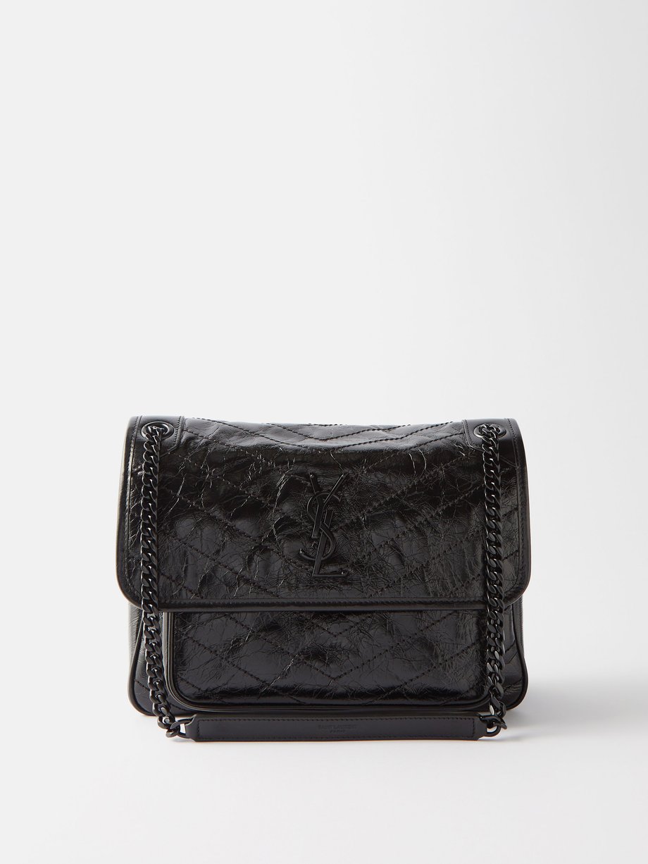 Black Niki Medium Ysl-Plaque Leather Shoulder Bag | Saint Laurent |  Matchesfashion Uk