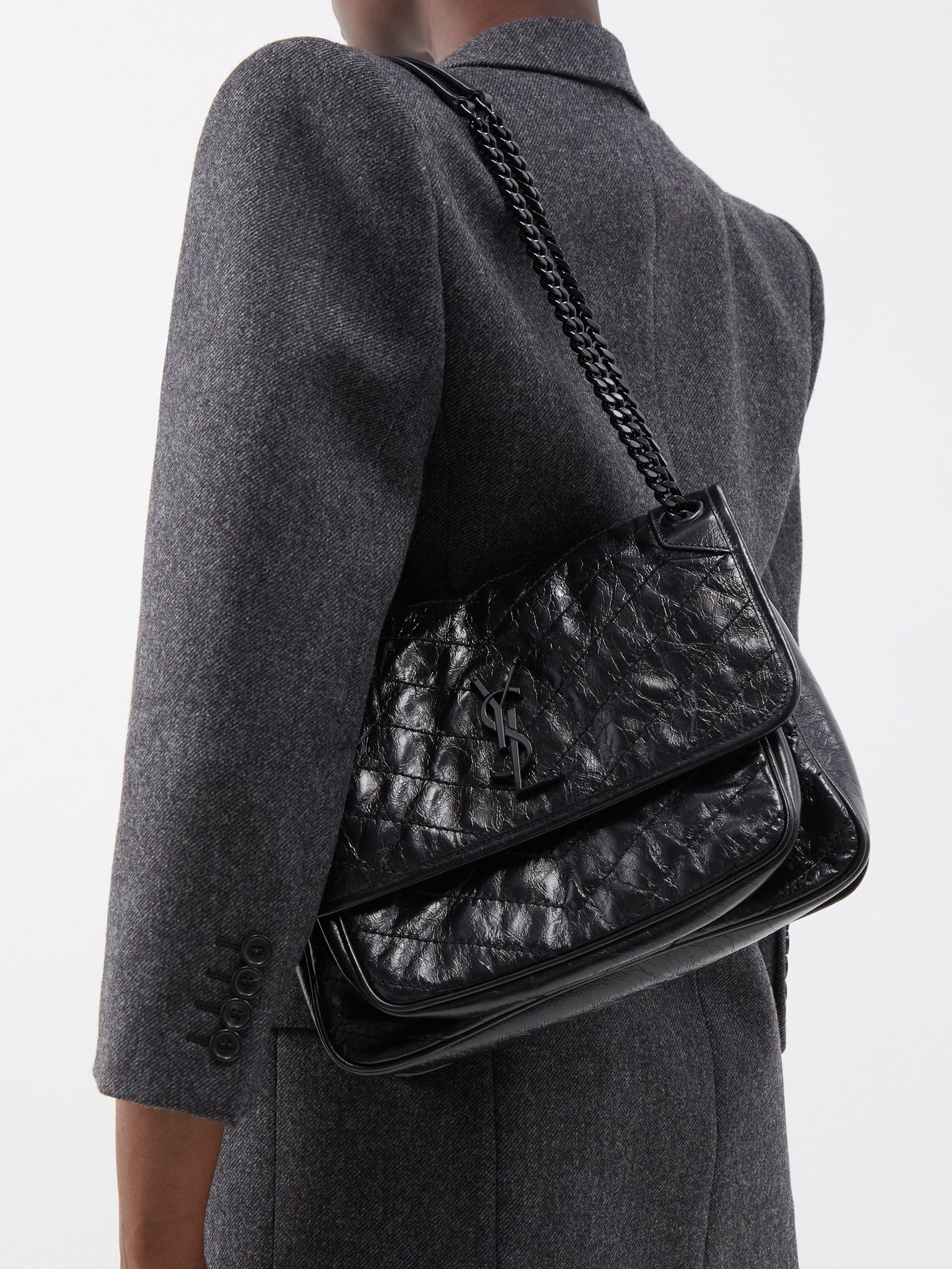Saint Laurent Monogram Niki Medium Matte Leather Shoulder Bag in