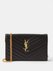 Chain-strap YSL-plaque grained-leather wallet