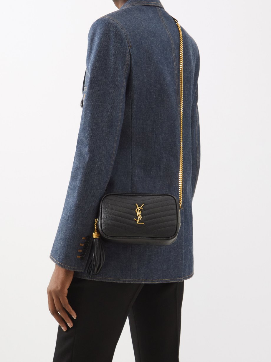 Saint Laurent lou mini quilted textured-leather shoulder bag. #saintlaurent  #crossbody #bags