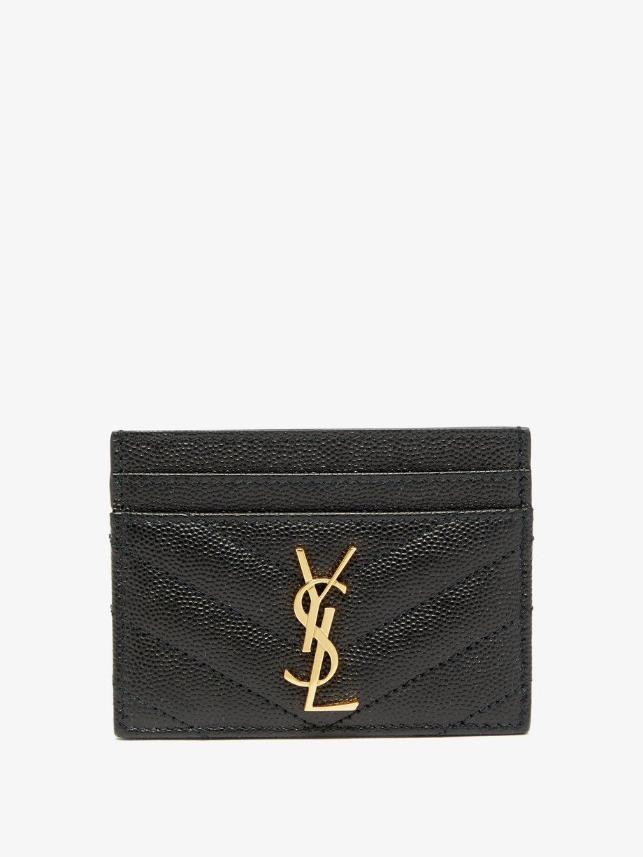 Black YSL-plaque leather cardholder, Saint Laurent