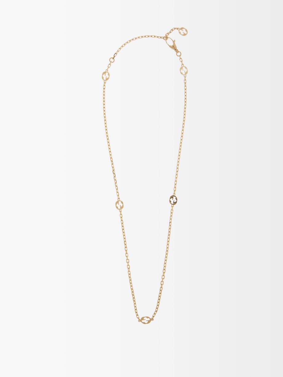 Yellow GG-logo 18kt gold chain necklace | Gucci | MATCHESFASHION US