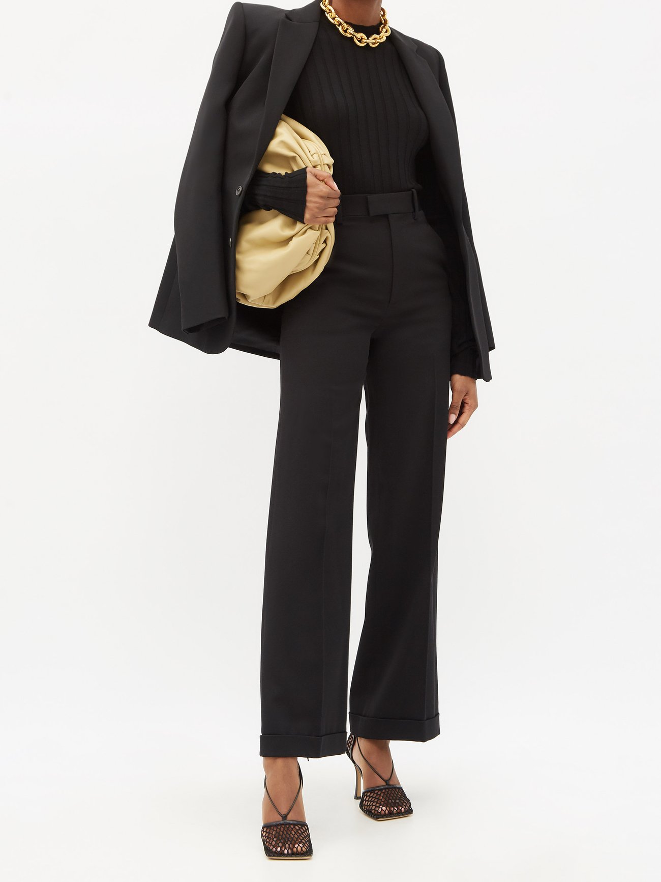 Bottega Veneta Shiny Leather Pants with Waistband and Ankle Velcro Detail  women - Glamood Outlet