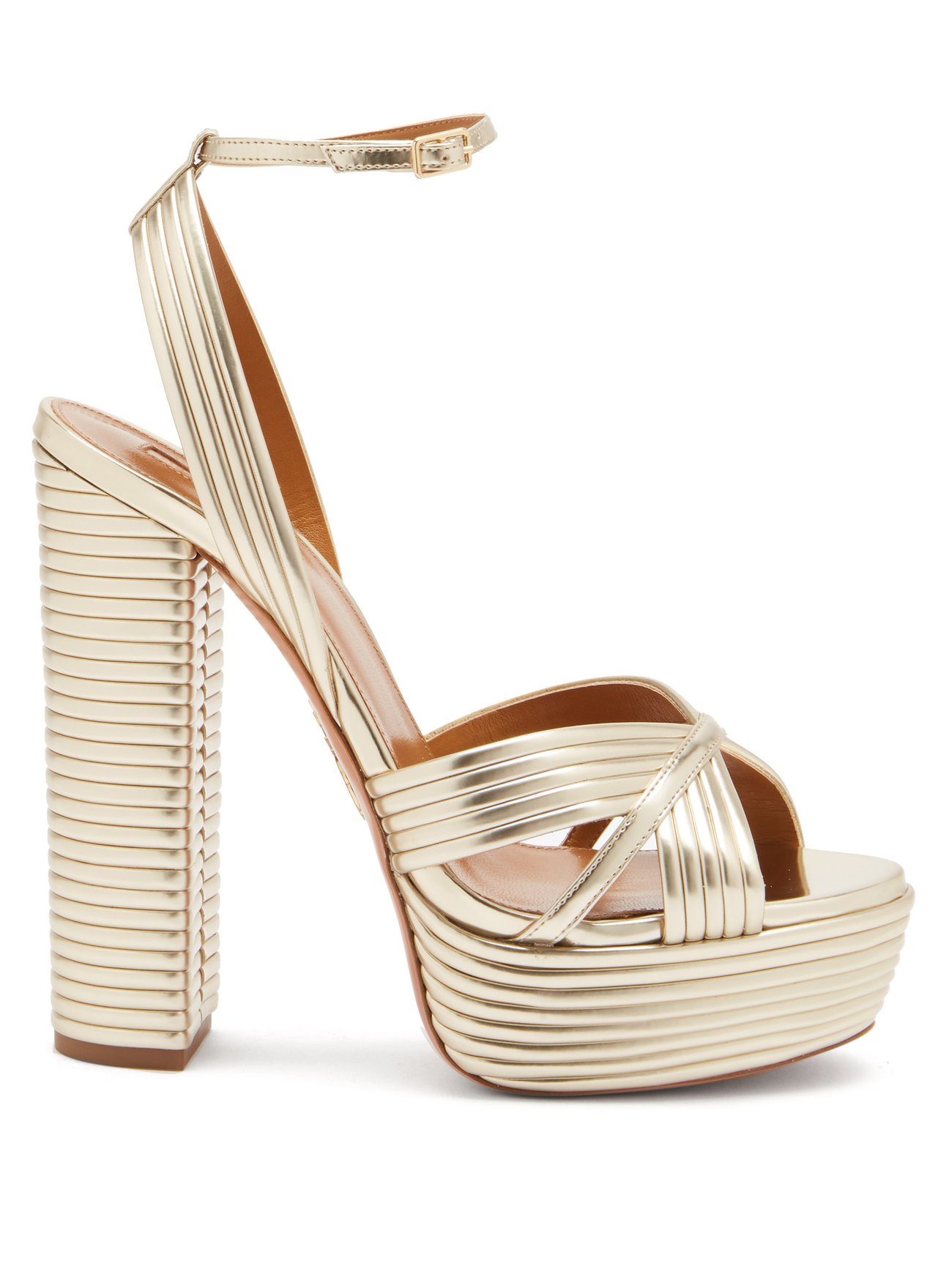 Sundance 140 metallic-leather platform sandals