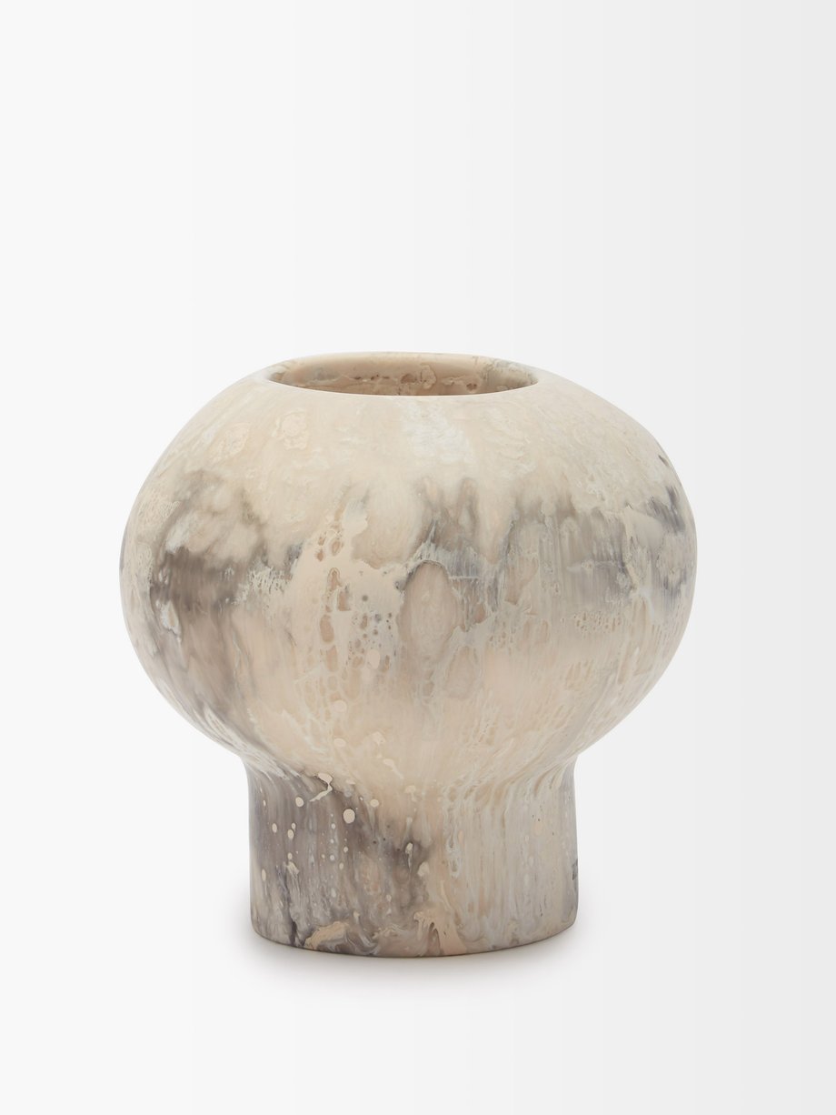 Dinosaur Designs Pearl round marbled-resin vase