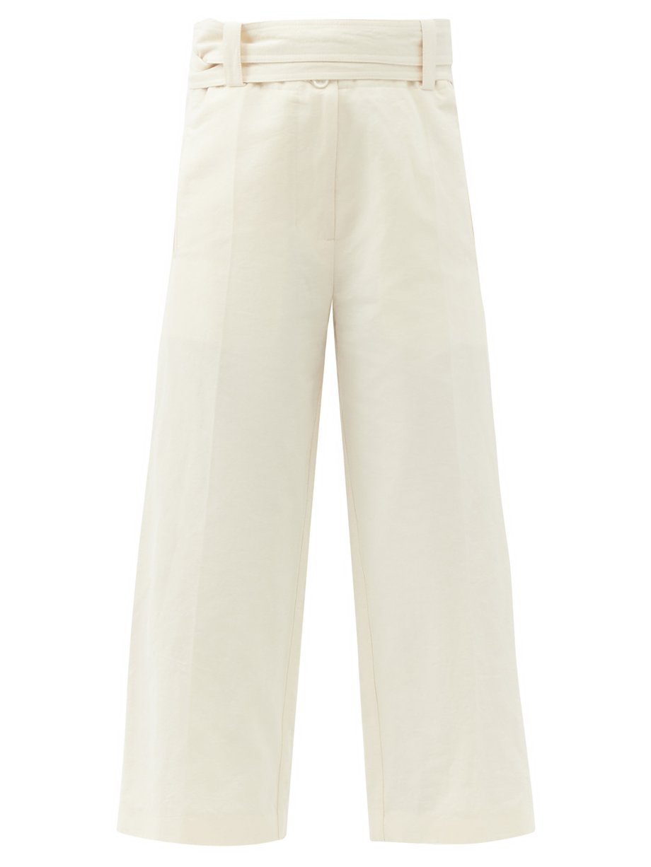 White High-rise cropped cotton-blend wide-leg trousers | Moncler Genius ...