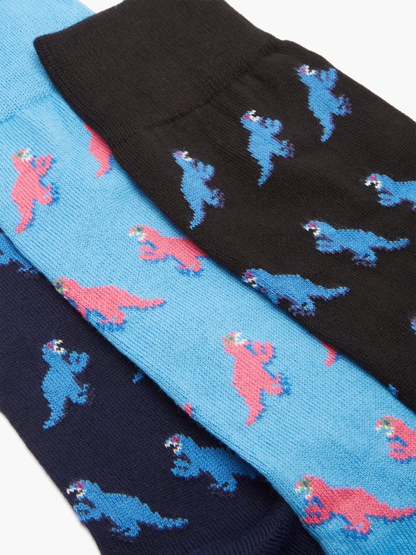 Paul Smith Pack of three dinosaur cotton-blend socks