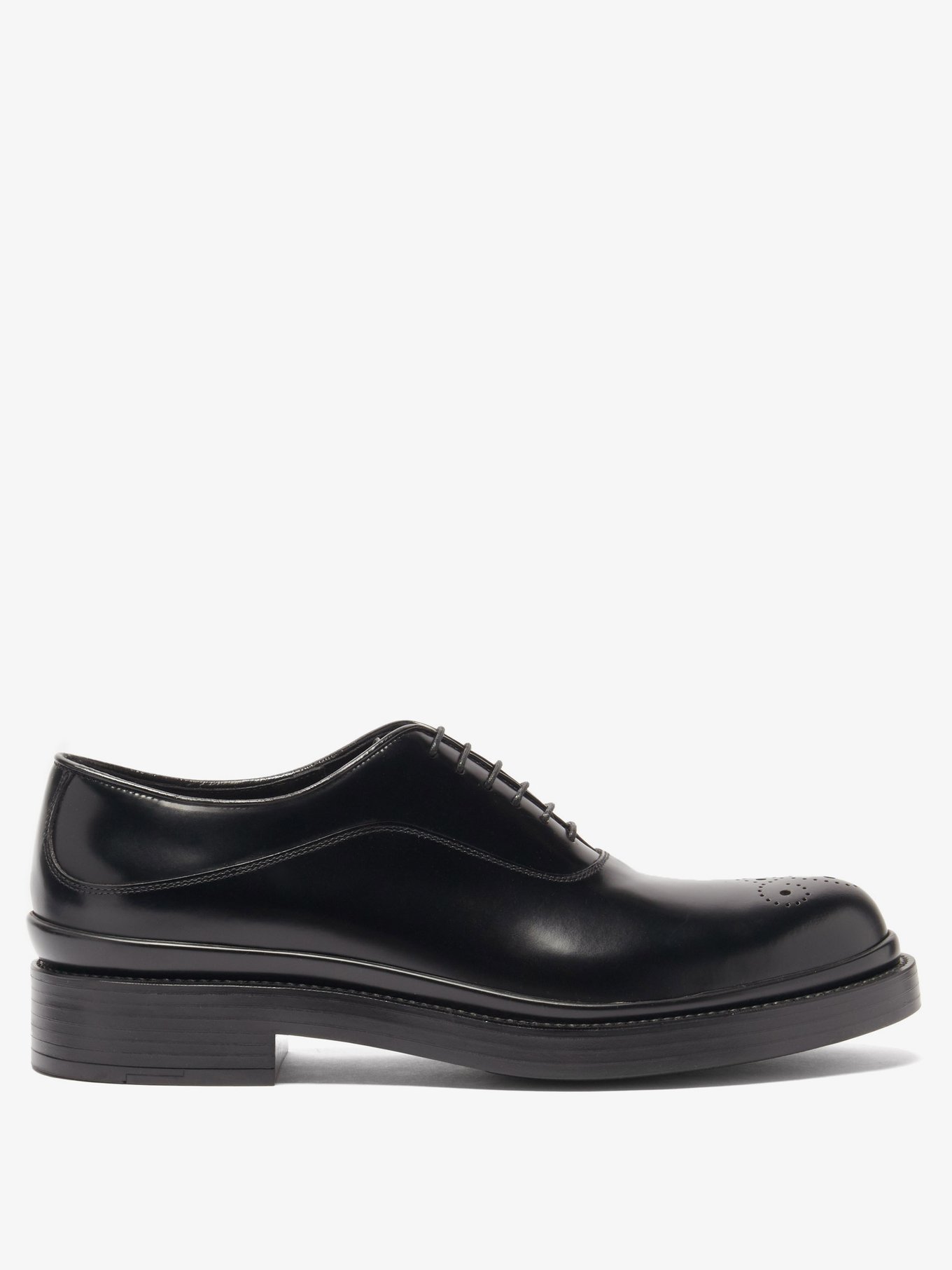 Black Spazzolato-leather Oxford shoes | Prada | MATCHESFASHION UK